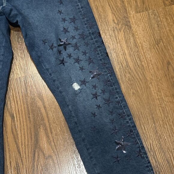 Pilcro Jeans Womens 27 Slim Boyfriend Cropped Raw Hem Embroidered Sequin Stars - Picture 8 of 11